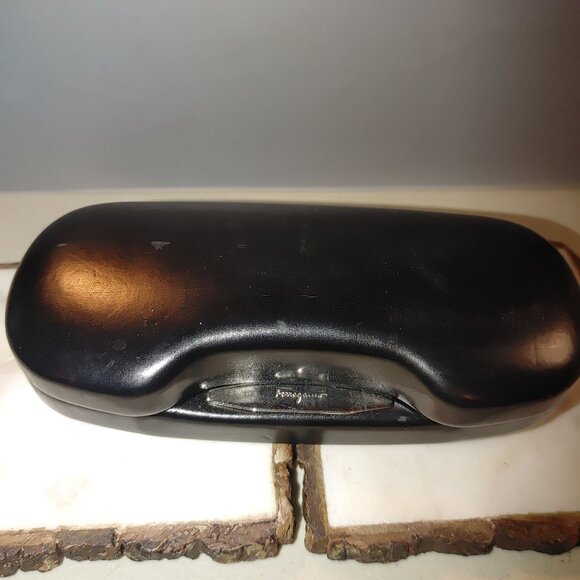 Salvatore Ferragamo Black w/Silver Eyeglasses Case Hard Clamshell Sunglass Case - Picture 2 of 7